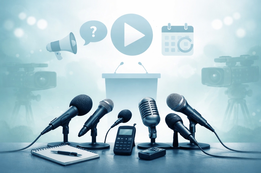 Ілюстративне зображення, що символізує пресконференцію