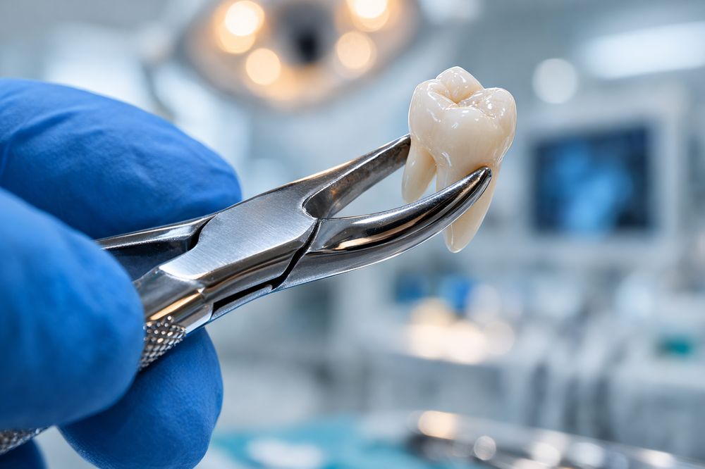 Зуб, вирваний стоматологом в кабінеті 