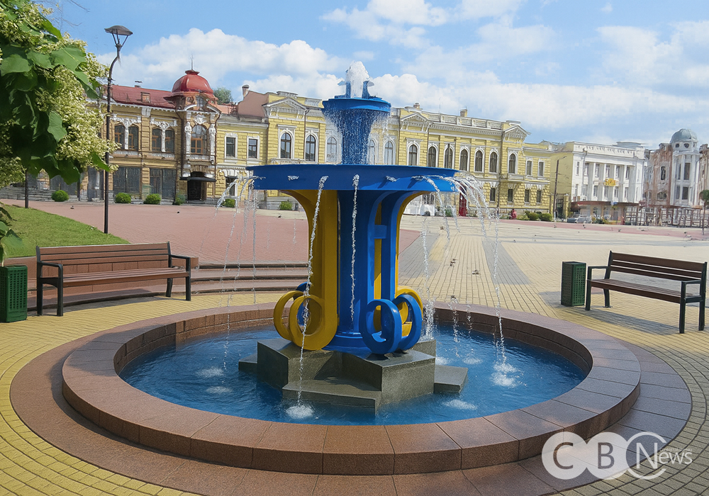Фонтан на площі Героїв Майдану у Кропивницькому (оброблено ШІ)