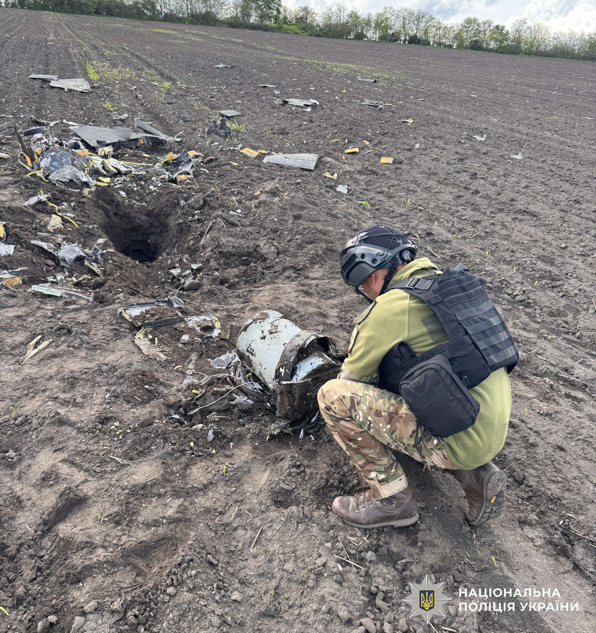 На Кіровоградщині вибухотехніки поліції знищили бойову частину російського безпілотника.
