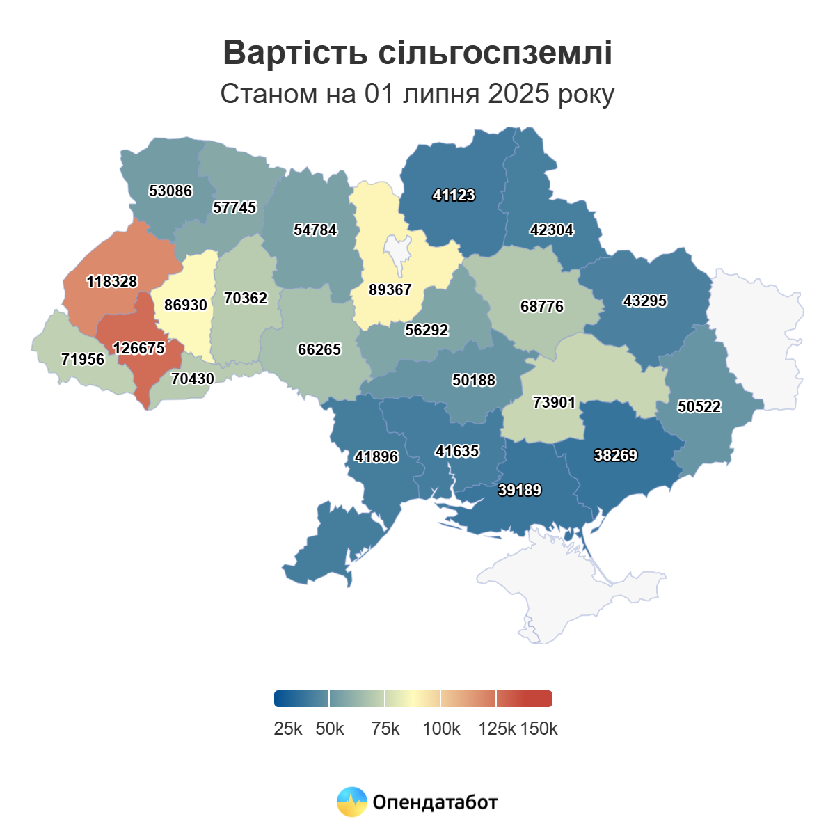 Вартість сільгоспземель станом на 1 липня 2025 року