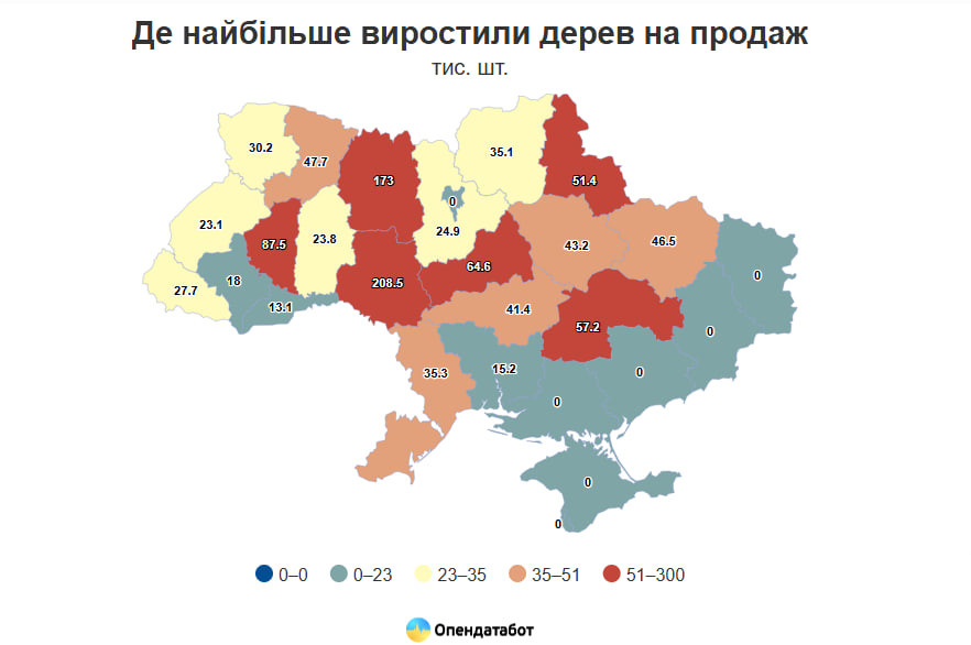 Де найбільше виростили ялинок для продажу в 2024 році