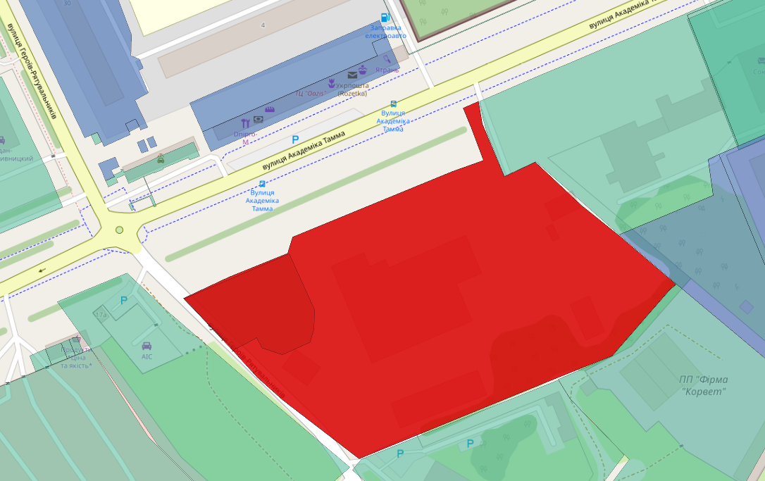 Скриншот з публічної кадастрової карти України