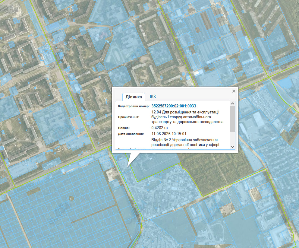 Виділена ділянка землі на карті