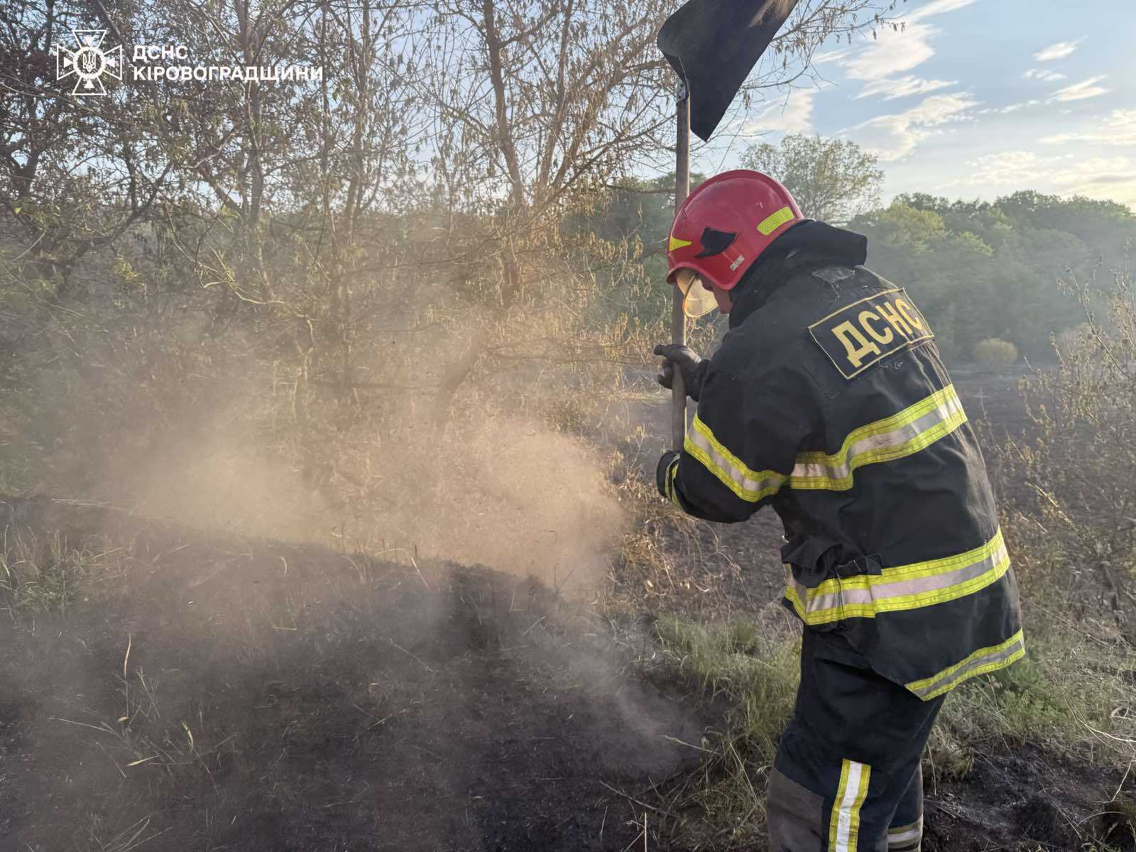 Пожежі на майже 10 гектарах гасили на Кіровоградщині